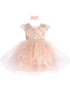 Baby Girls Rose Gold Glitter Rhinestone Waistline Tulle Flower Girl Dress 6-24M - SophiasStyle.com